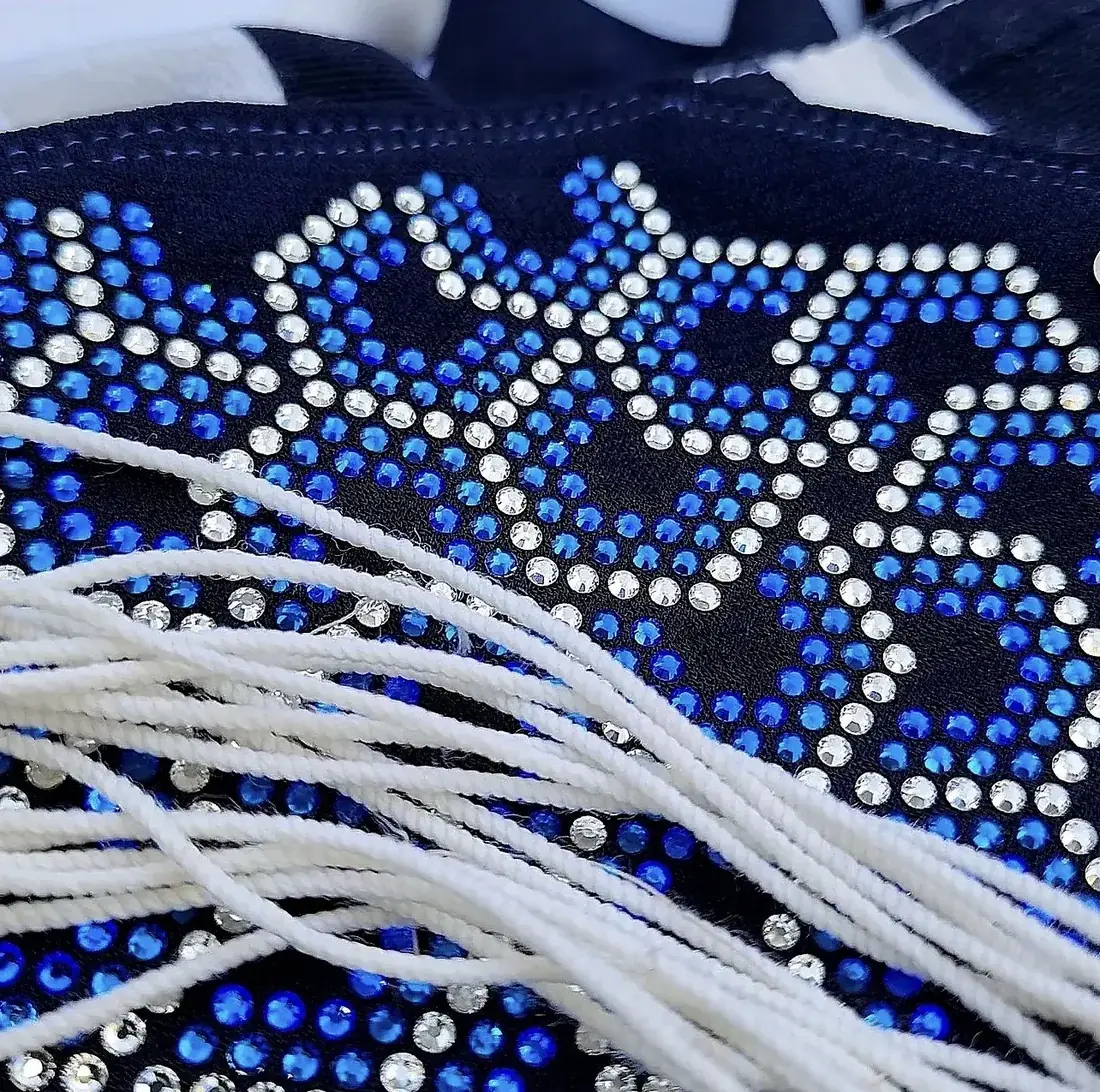 Blue and clear crystals, up close